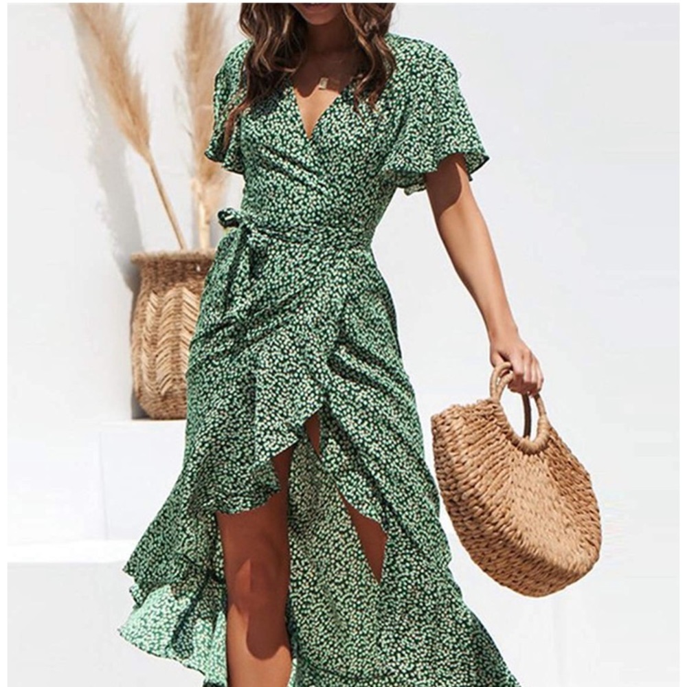 Chiffon Ruffle Maxi Wrap Dress NEW! - Picture 1 of 5